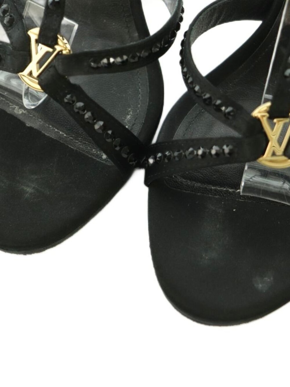 Louis Vuitton Sandals Rhinestone Decoration Pin Heels 36 Black - Picture 3 of 8